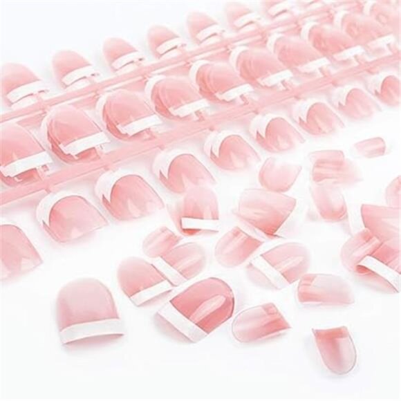 240 Pieces Natural French Fake Nails,Acrylic False Nails Kit Short Press on Nail - Picture 7 of 7